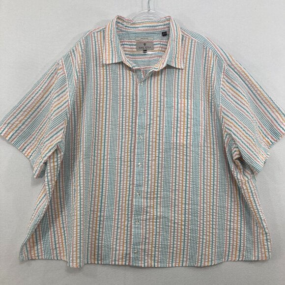 Oak Hill size 4X Multi Color Striped Seersucker Relax Short Sleeve Button Down - Picture 1 of 8
